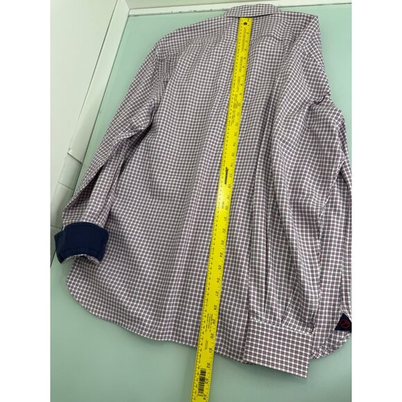 Hammer Made Men Shirt 17 43 Flip Cuff Long Sleeve Button Up Red White Blue - Picture 3 of 10